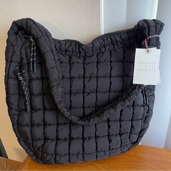Urban Expressions Handbags - Urban Fit by Urban Expressions Quilted Puffer Leda Hobo Bag Black